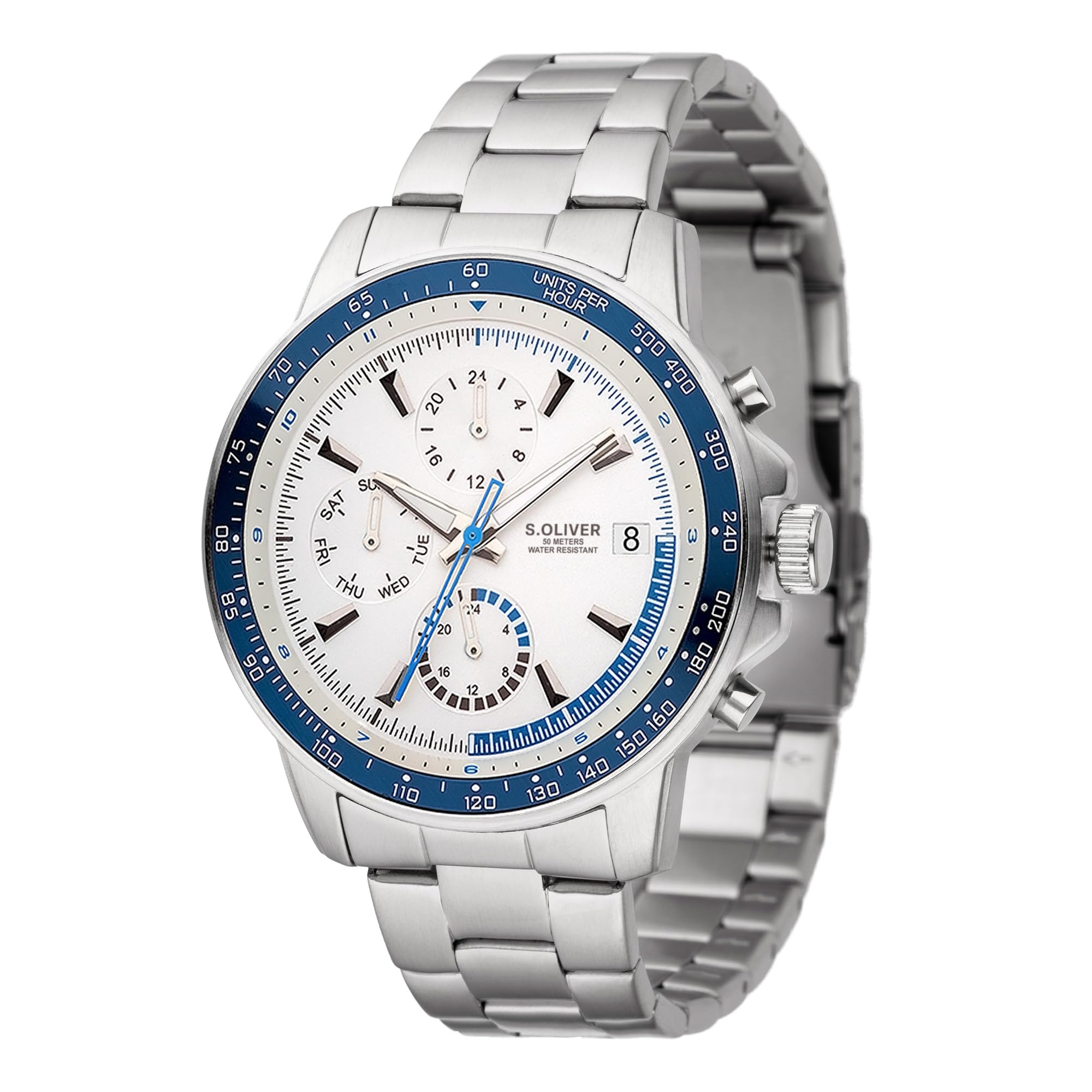 S.Oliver Montre pour Hommes - 41 Mm - Analogiqueique Montre-Bracelet avec Mouvement À Quartz - Multifonction & 3 Zeiger - Haut Confort De Port - 5 ATM Étanche - Résistant Aux Rayures