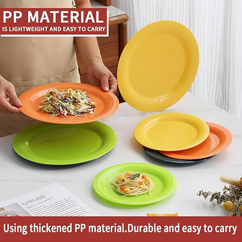Miniatura 5 de Evanda Platos de plástico de 8 piezas, platos llanos de 7.510 pulgadas, irrompibles y reutilizables para todos los usos y todas las edades, sin BPA,