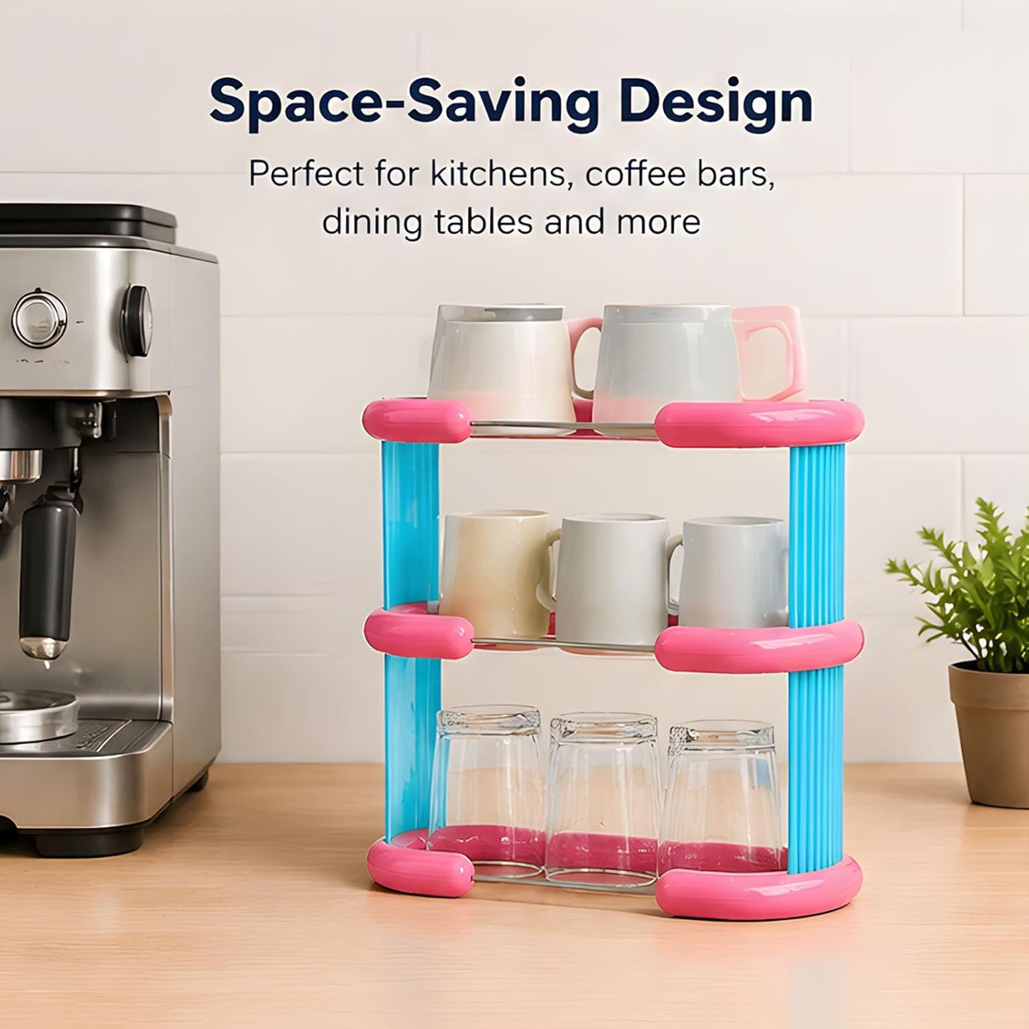 Dopamine Color Scheme Coffee Cup Mug Rack Makeup Table Lipstick Storage Rack for Home Organization Modern Cup Storage Shelf