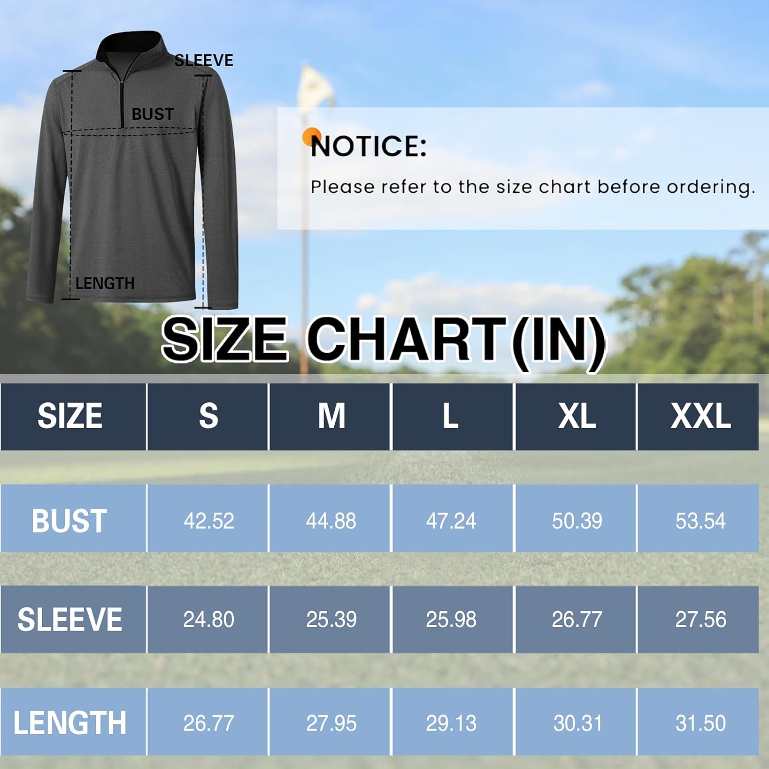 Mens Quarter Zip Golf Pullover - Long Sleeve, Striped, UPF 50+, Dry-Fit with Collar for Running & Casual - Image 7