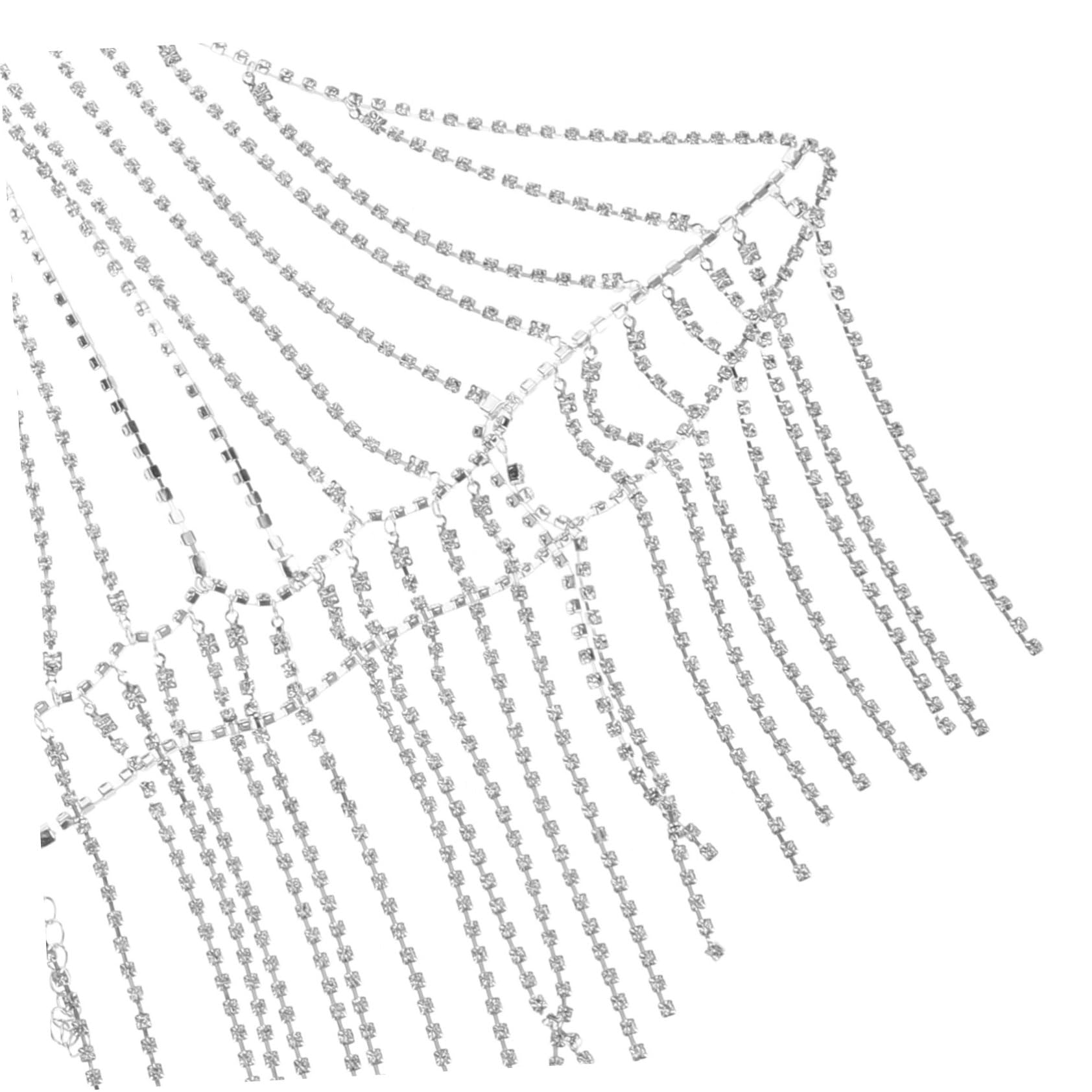 GALPADA 2 Pz catena del corpo del partito body chain collana con frange collane gioielli per il corpo per le donne gonna a catena del corpo per le donne catena del torace del corpo Silver