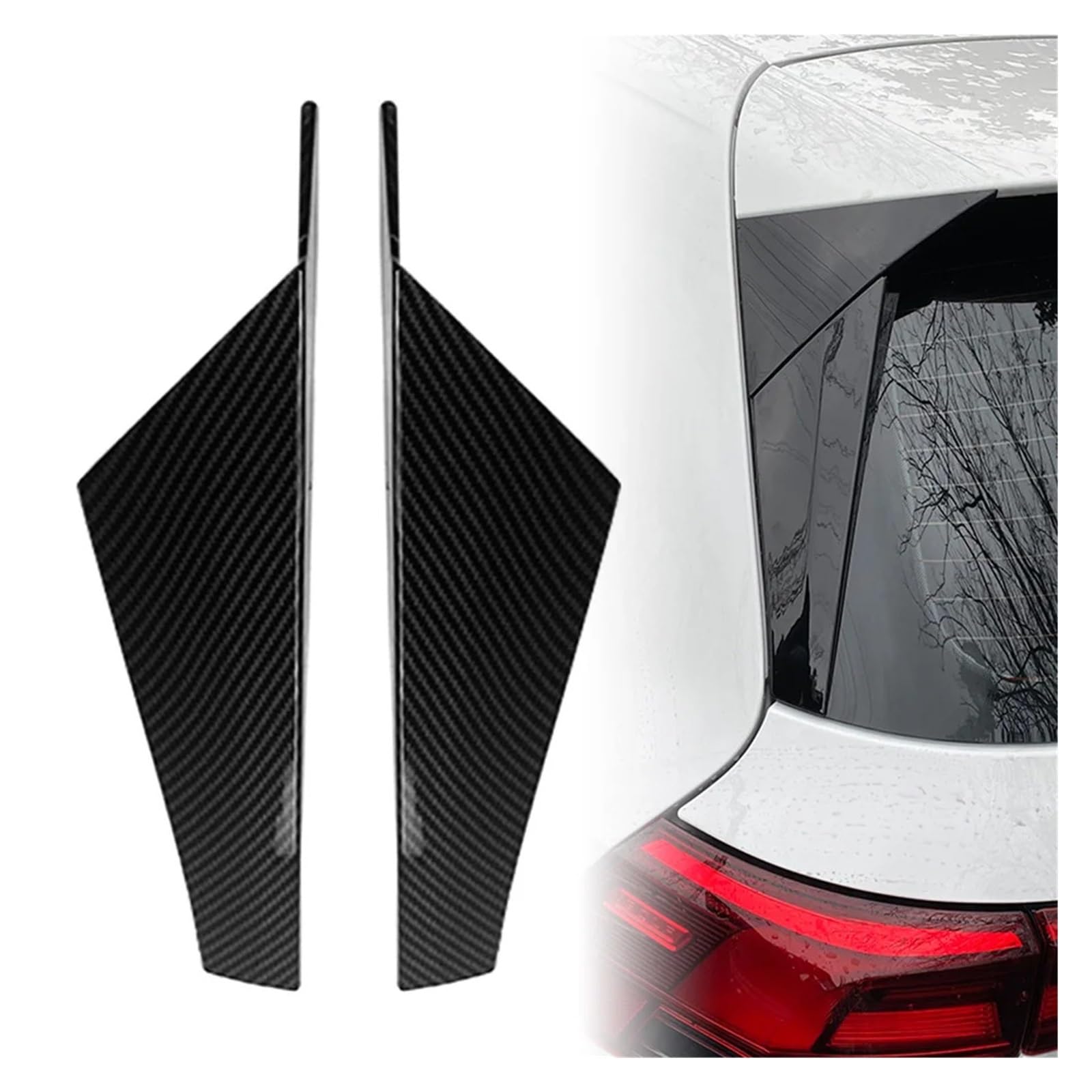 Osłona na tylny spojler szyby, dekoracyjna, Compatible With VW, Golfa, MK8 2020-2021, błyszcząca, czarna, boczna szyba(Carbon Fiber Color)