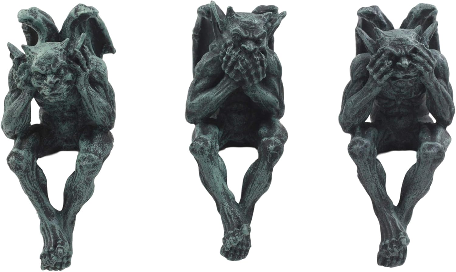 Ebros Gift Notre Dame Chimera Winged Hear No Evil See No Evil Speak No Evil Gargoyle Shelf Sitters Figurines 5" Tall Gargoyle Sculptures Set of 3