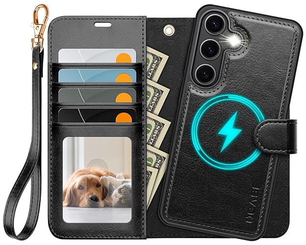 OCASE for Samsung Galaxy S25 Plus Detachable Wallet Case with Card Holder, [2 in 1] PU Leather Flip Folio Case with RFID Blocking Stand Wrist Strap Shockproof Phone Cover 6.7 Inch 2025, Black