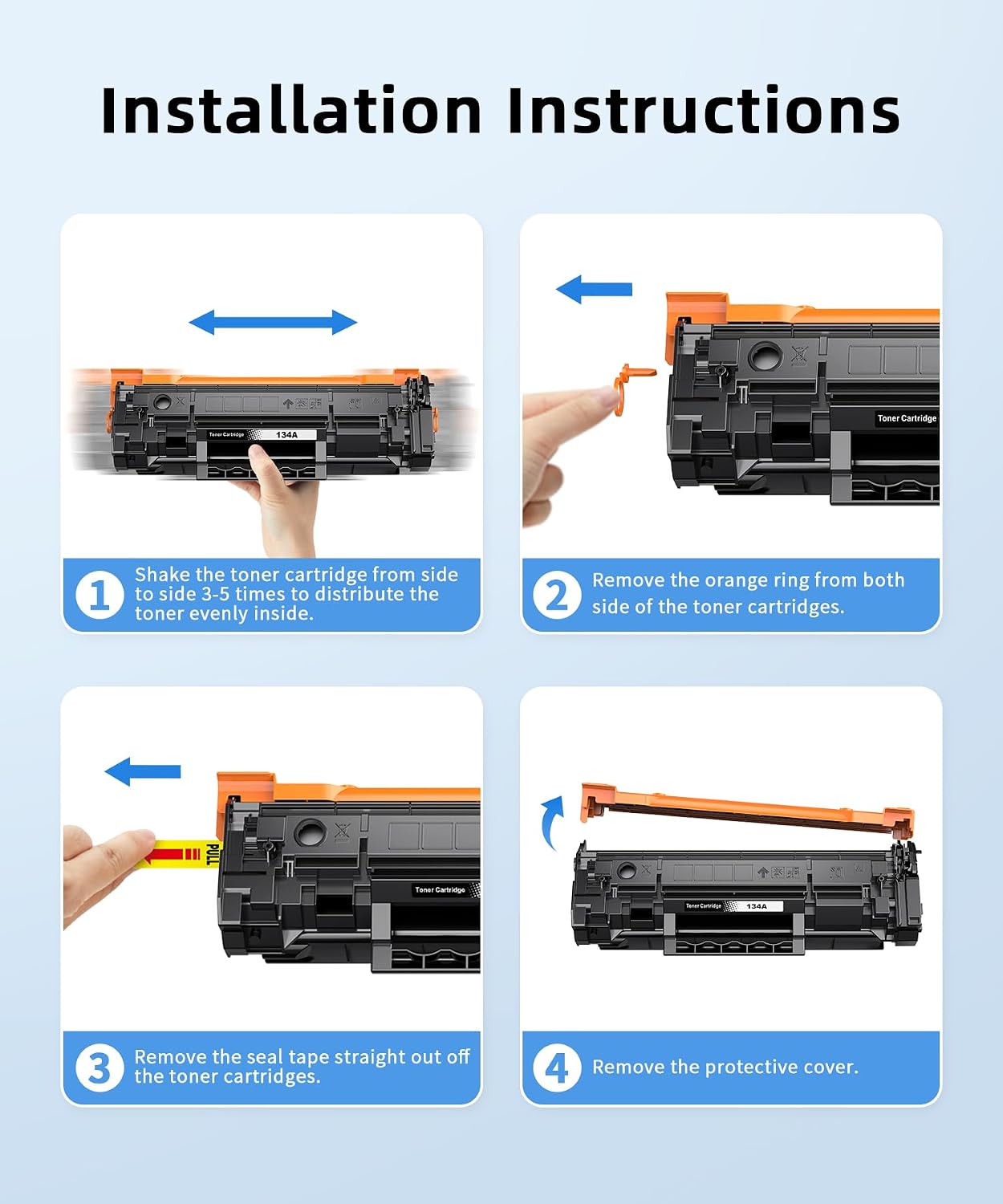 134A Toner Cartridges（with Chip） Replacement for HP 134a W1340A 134X W1340X 134 Compatible with HP LaserJet 209dw MFP M234dw M234sdw M234sdn High Yield Ink ( 2Pack, Black)