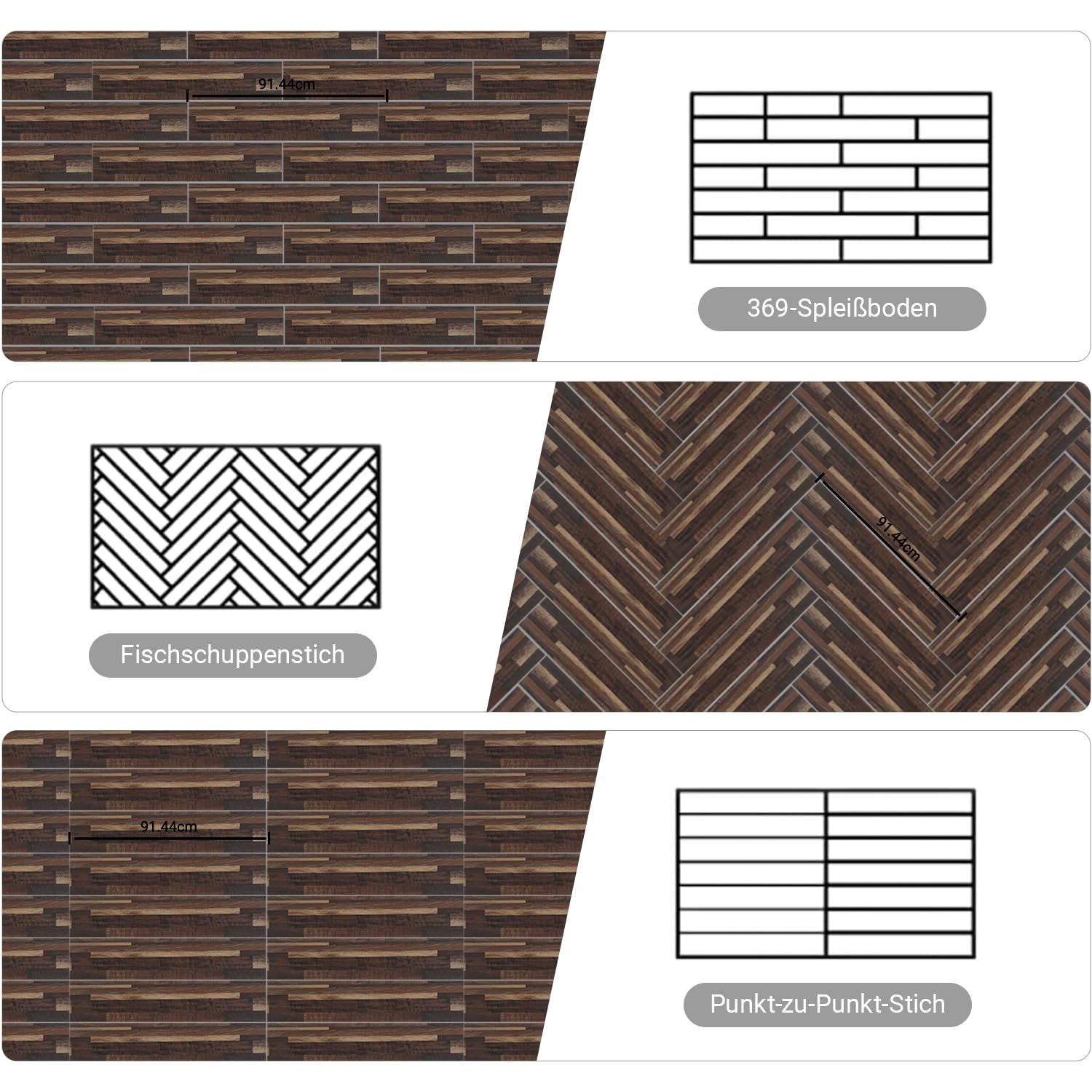 PVC Bodenbelag Vinylboden selbstklebend, 5,02 m²/36 Stück Wasserdicht & rutschfest Vinyl klebefliesen boden, 91.44 x 15.24 cm Bodenfliesen Selbstklebend für Küche, Schlafzimmer (Holzmaserung)