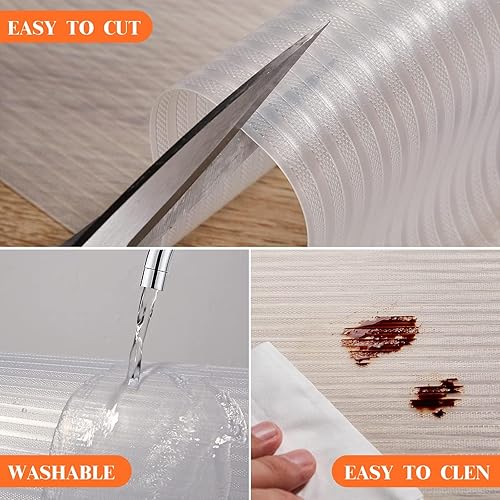 Miniatura 4 de Revestimientos para refrigerador de 17.5 x 120 pulgadas, forros antideslizantes y lavables, forros para cajones, no adhesivos, impermeables,