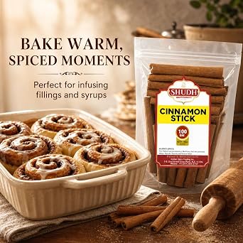 SHUDH Cinnamon Sticks 100GM (3.5 Oz) | Cassia Cinnamon | Canela | Perfect for Baking, Cooking & Beverages & Oatmeal| 2 3/4 Length | 100% Raw From Indonesia (100 GM)