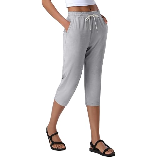 Pioneer Camp Women's Capri Yoga Pants Wide Leg Loose Stretch Athletic Sweatpants Causal Cropped Pajama Pants with Pockets