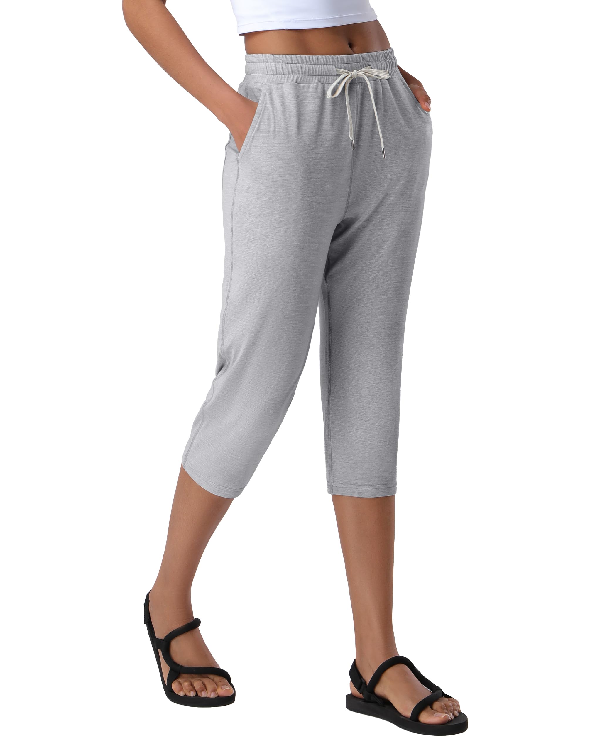 Pioneer Camp Women's Capri Yoga Pants Wide Leg Loose Stretch Athletic Sweatpants Causal Cropped Pajama Pants with Pockets