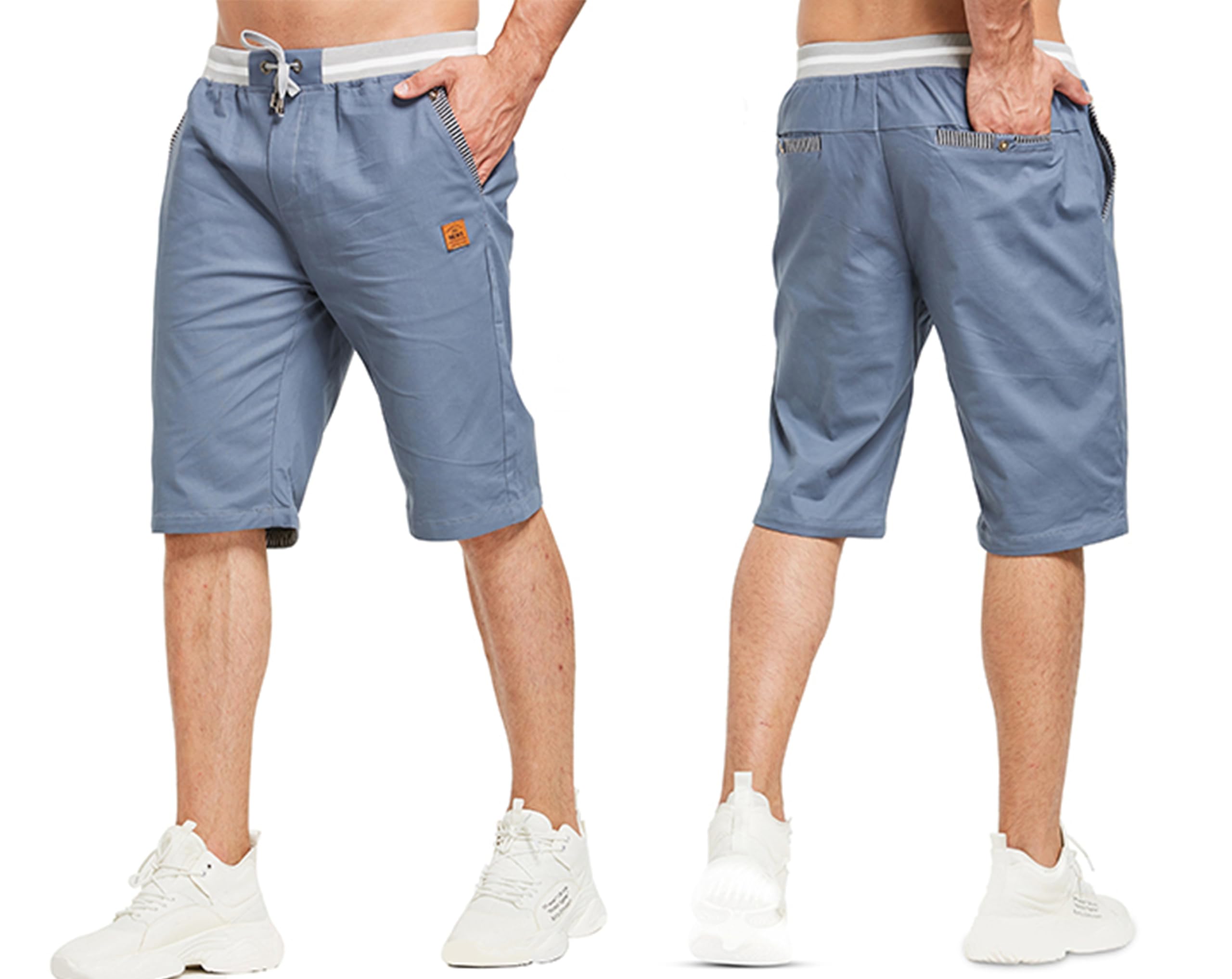 HCSS Short Homme en Coton Casual Shorts Bermudas Slim Fit Taille éLastiquéE