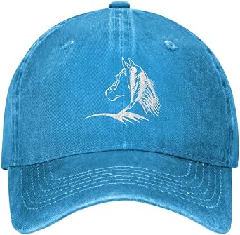 Horse Distressed Adjustable Washed Denim Mens Dad Trucker Hat Baseball Ball Cap for Men