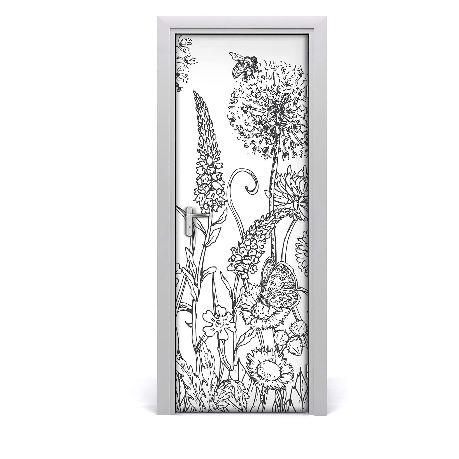 Décoration de porte autocollante fleurs pour votre salon