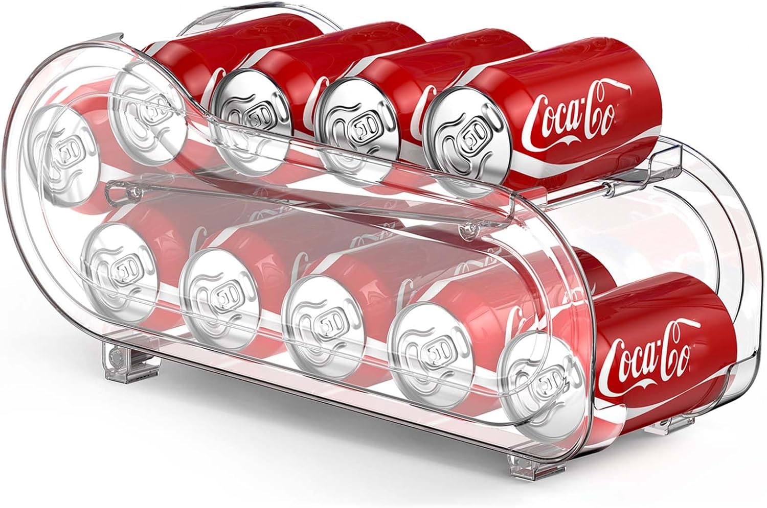 2 Pack Auto-Rolling Soda Can Organizer for Refrigerator -Short Cans and Long Cans 12oz/ 11.2oz/ 355ml/ 330ml Drink, Soda Can Dispenser for Pantry Storage 10-12 Standard Size Drink (Clear)