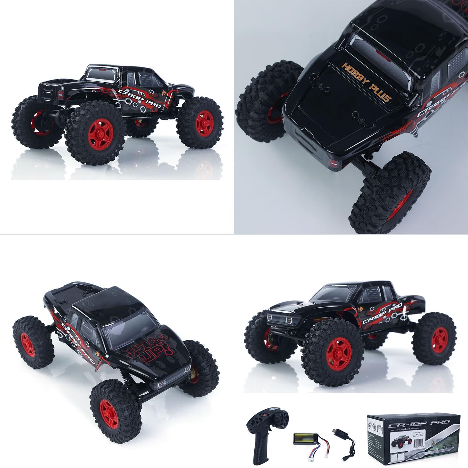 1/18 2.4G RC Rock Crawler Car 4 * 4 Remote Control Crawler CR18P PRO Juice Up Brushless Motor ESC Battery Ready to Run Hobby Grade Model for Adult(Red)