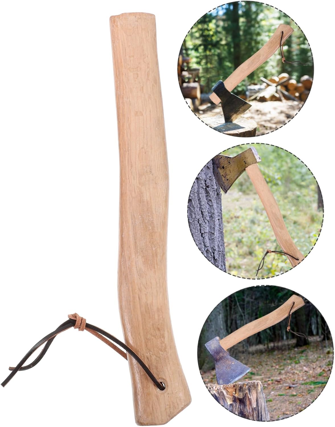 Cabilock Short Hatchet Handle Replacement for Camp Axe Hardwood Construction Ergonomic Curve for Comfortable Grip