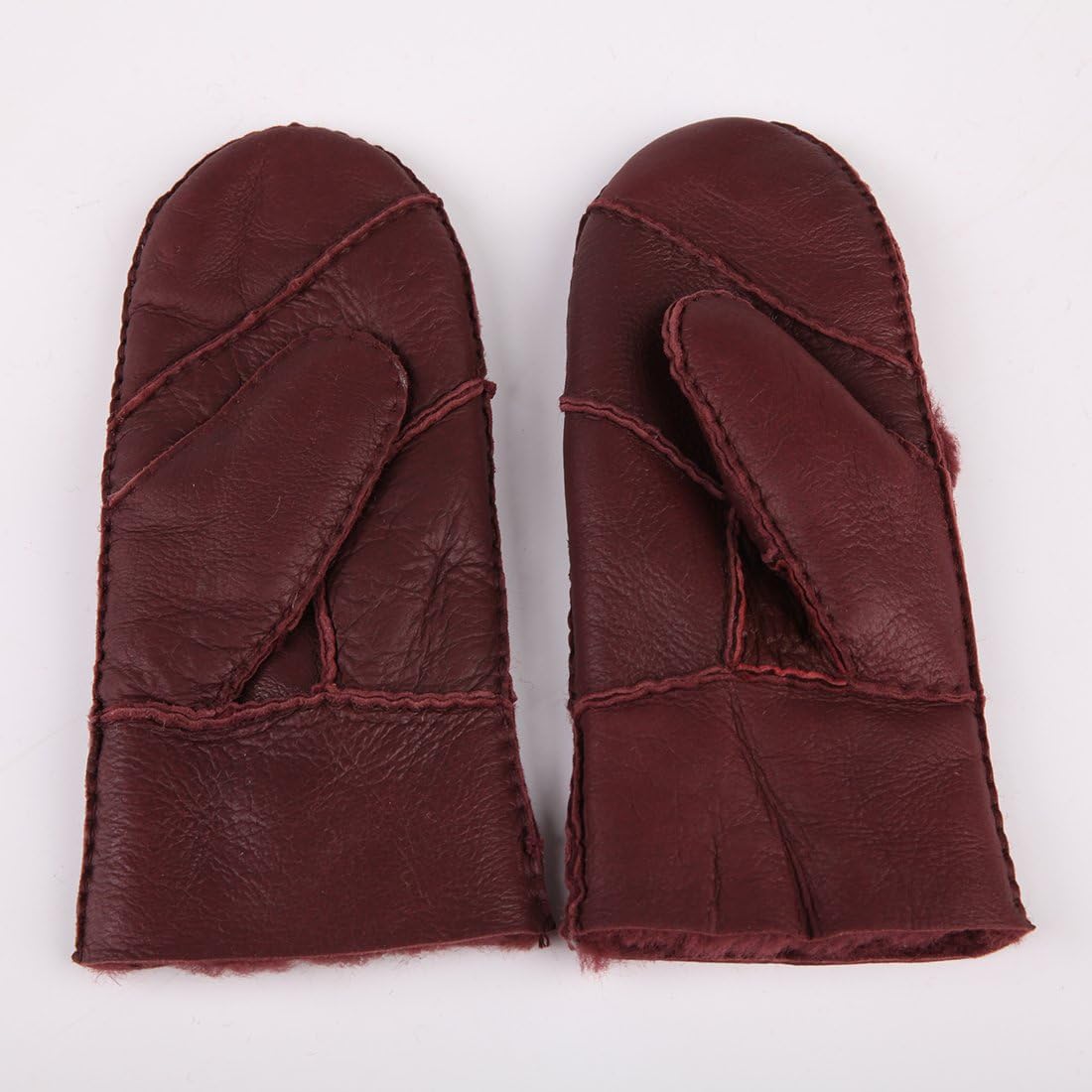 URSFUR Womens Genuine Lambskin Leather Mitten with Cat Mouse Face