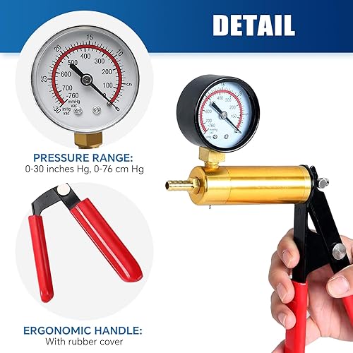 Miniatura 3 de ATP Kit de probador de bomba de pistola de vacío de mano para cambio de aceite de purga de líquido de frenos 2 en 1