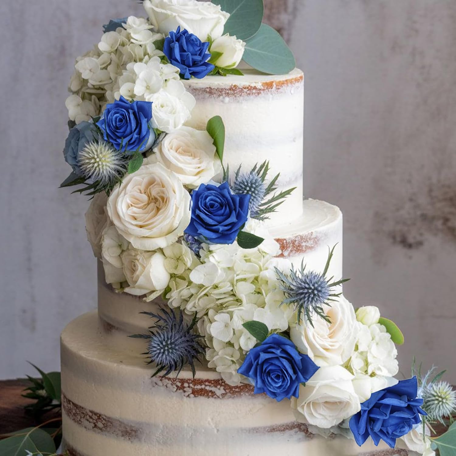 GREENTIME 12 Pack Royal Blue Fake Roses Artificial Flowers with Stems Silk Flower Bouquet for Home Table Centerpiece Wedding Bridal Decor Baby Shower Engagement Party Decorations - Image 5