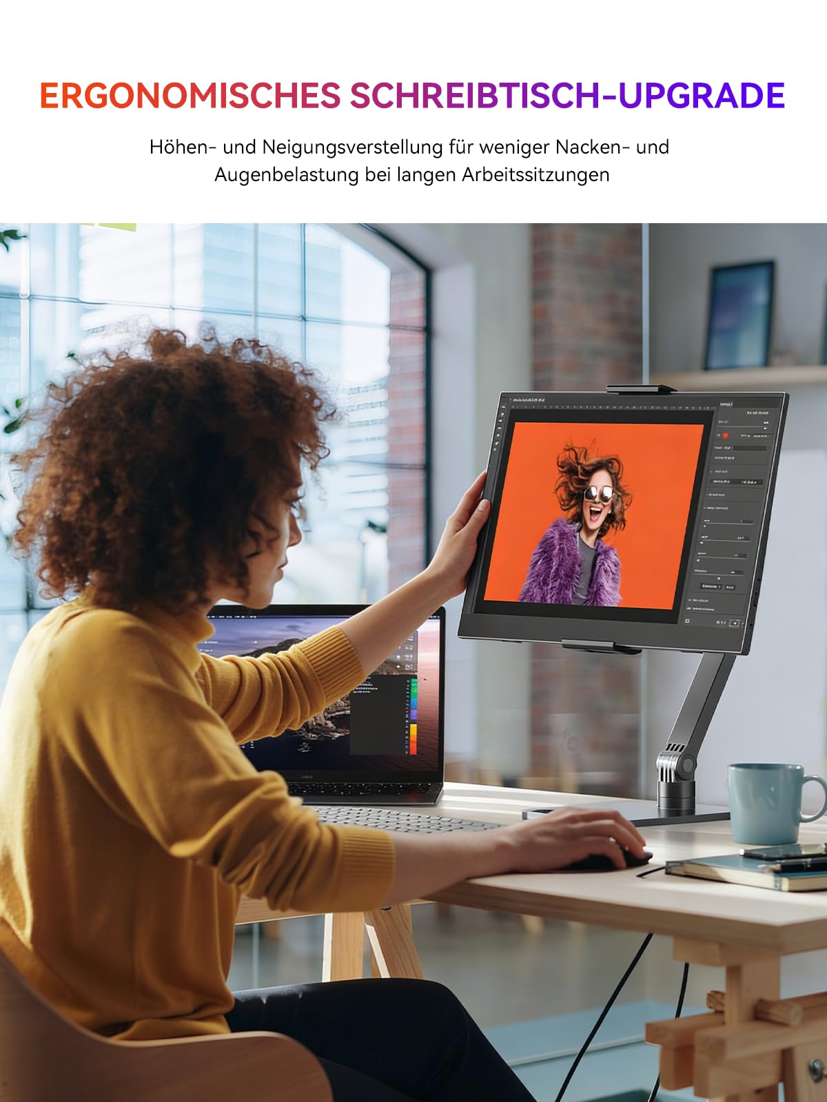 UPERFECT Tragbarer Monitor 15.6" 125% sRGB Portabler Monitor mit Klappbarer Ständer, 2000:1 Kontrast HDR EyeCare FHD Matte Ultra-Dünner Zweitbildschirm für Laptop/PC/Smartphone/Spielkonsolen