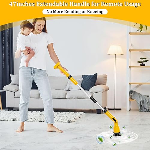 Miniatura 2 de Limpiador eléctrico giratorio compatible con batería Dewalt de 20 V y 60 V (sin batería), cepillo de limpieza inalámbrico de 1000 RPM con 8