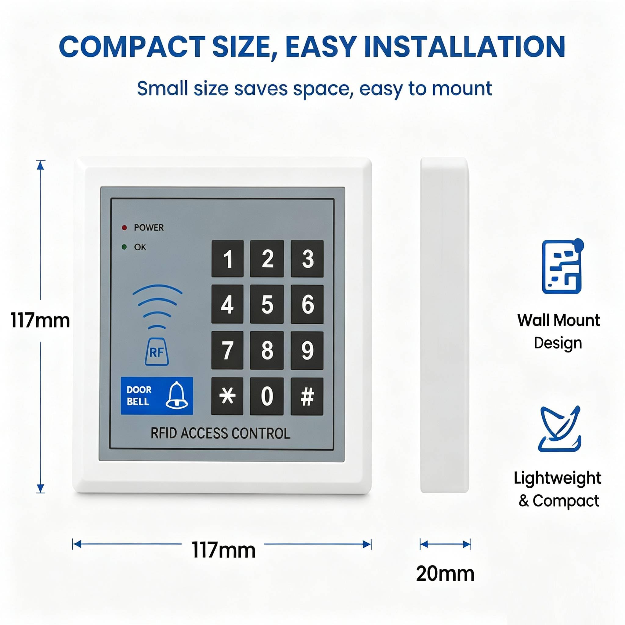 Türzugangskontrollsystem Kit, elektrisches Schließschloss, Netzteil, Ausgangstaste, RFID-Karten, komplettes Türeingangssicherheitsset (K1-Set-NC)