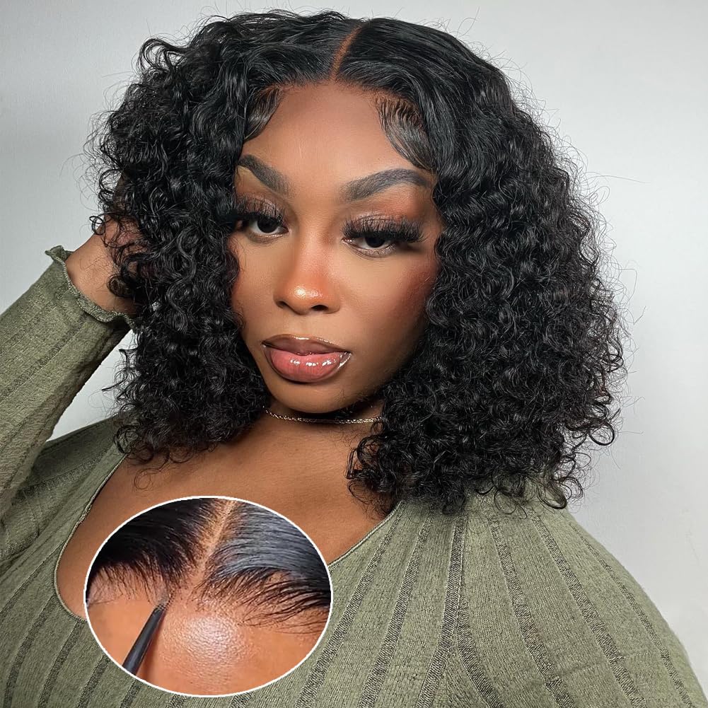 PXTPXT Glueless Wigs Human Hair Pre Plucked Pre Cut Wear and Go Glueless Wig 13x4 HD Deep Wave Lace Front Wigs Human Hair for Black Women Frontal Wigs