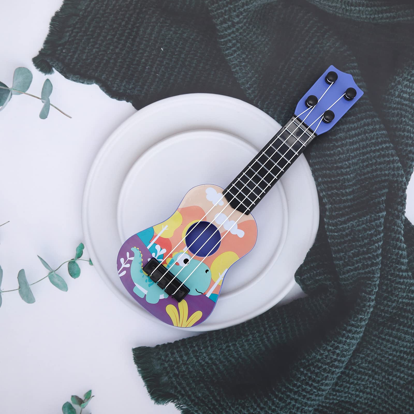 Satiskid 10 inches Kids Ukulele Guitar Toy, Simulation Mini Ukulele with 4 Adjustable Strings - Image 3