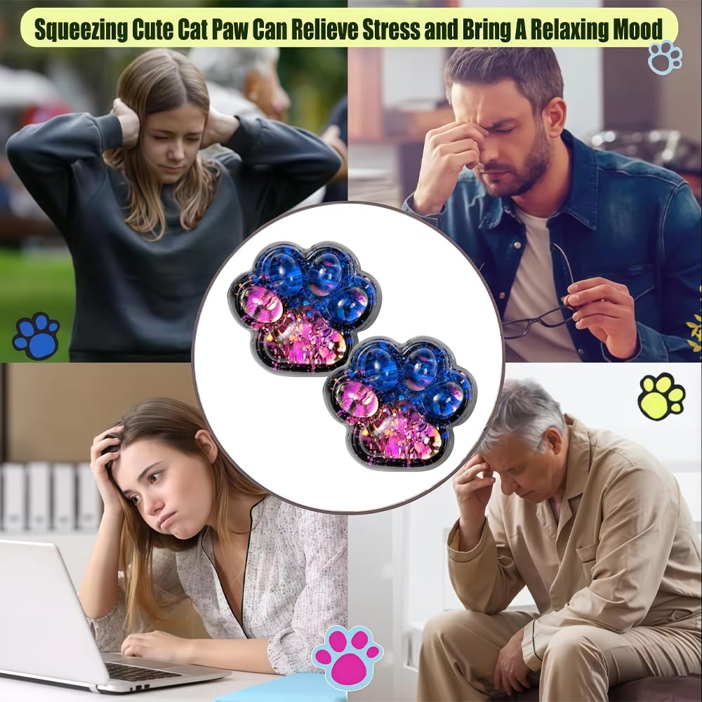 2PCS Cat Paw Sensory Toy,QIANSSE awaii Squishy Fidget Toy for Stress Relief Soft Squeeze Toy for Anxiety Home Office Desk Relaxation for Kids Teens Adults - Image 4