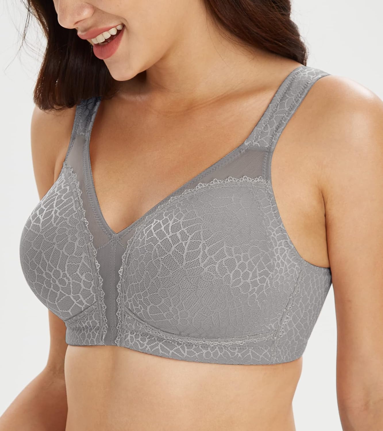 Lemorosy Women's Plus Size Full Coverage Non Padded Wireless Minimizer Bra -Comfort and Double Support - Image 3