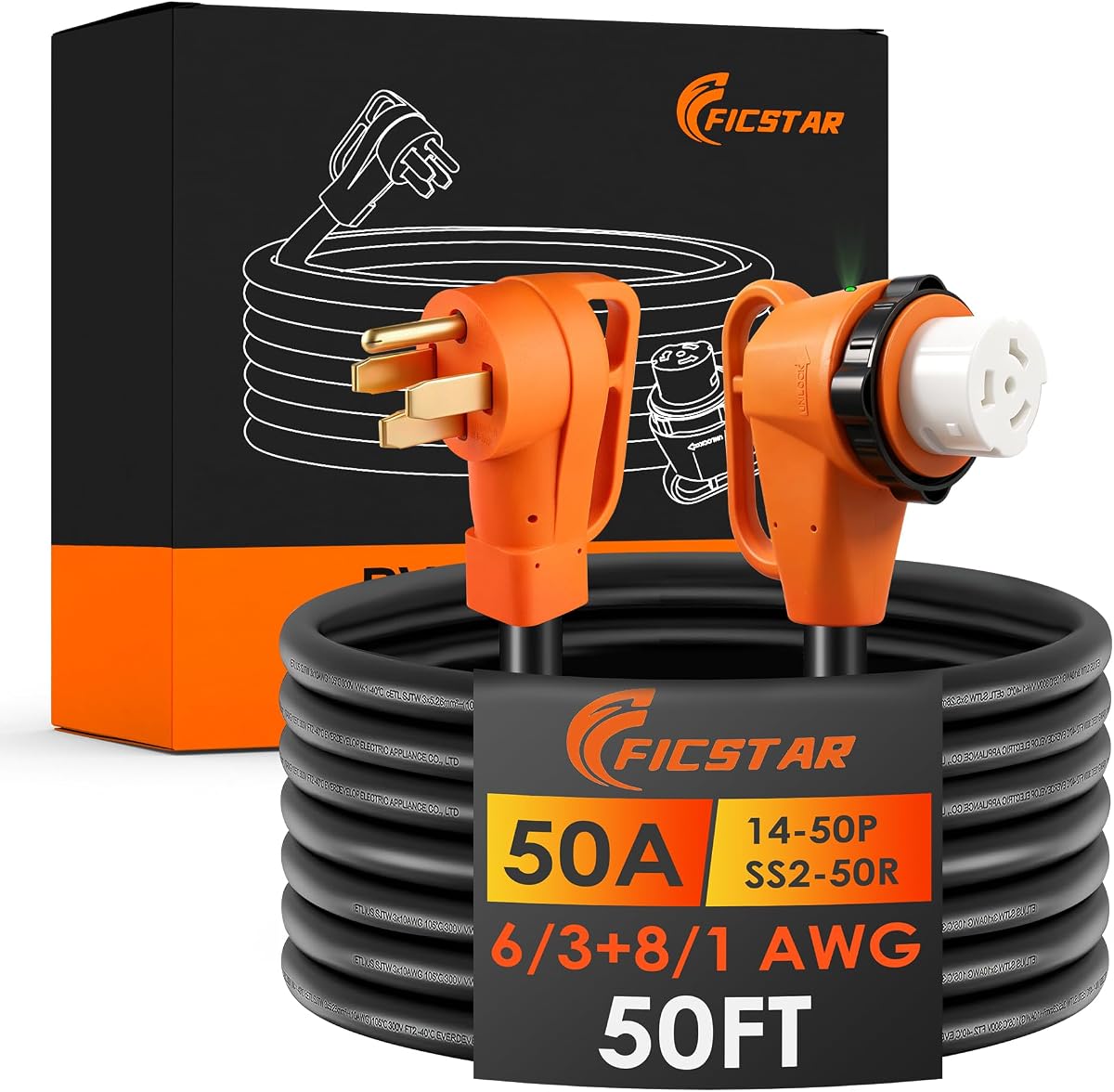 50 Amp Generator Cord 50 FT 14-50P to SS2-50R