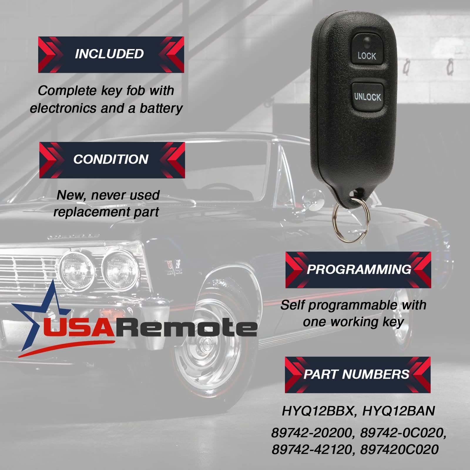 2-Pack Toyota Keyless Entry Remote Key Fob - Fits Celica, Echo, Highlander, Prius, RAV4 4 thumbnail image