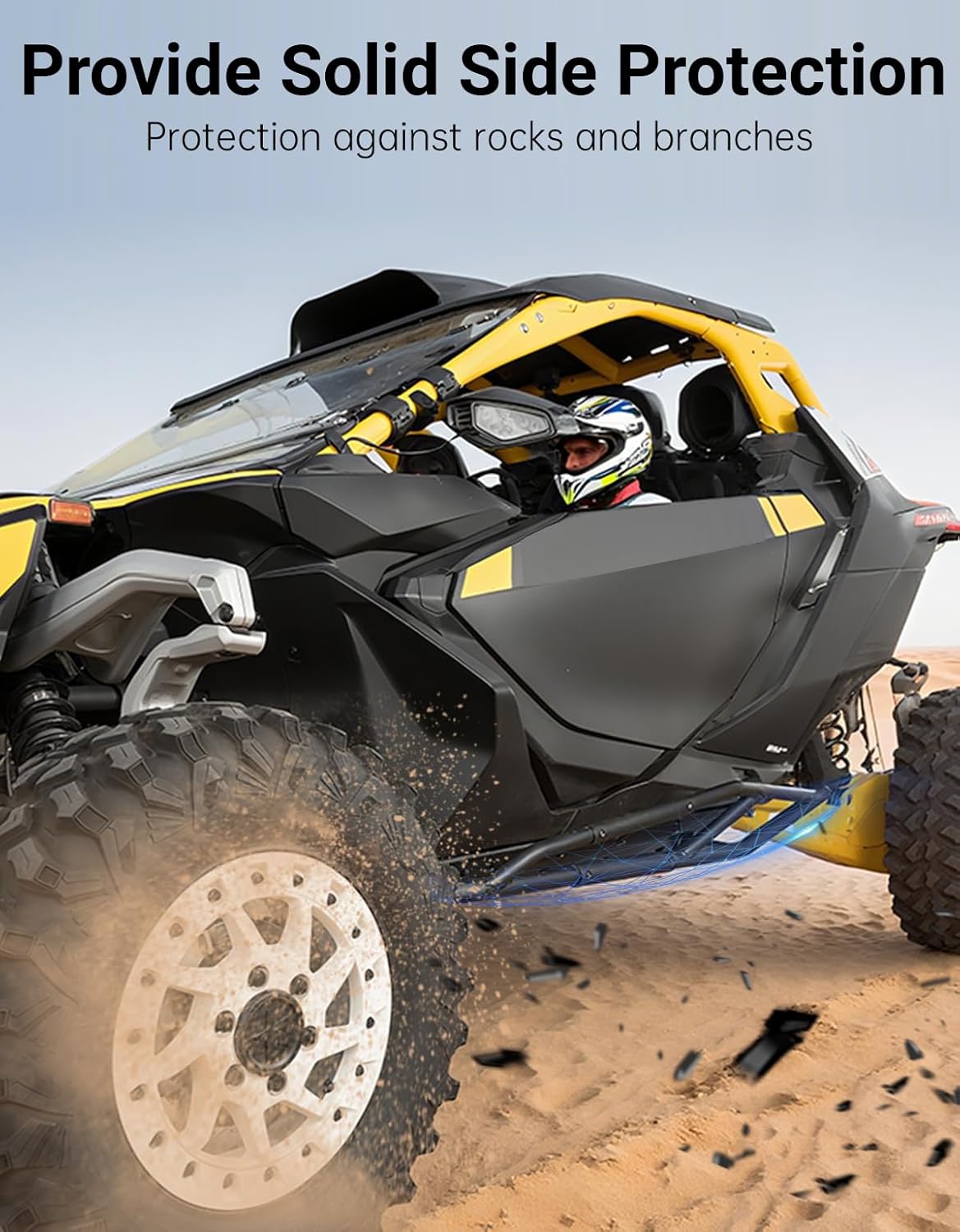 Nerf Bars Rock Sliders for Can-Am Maverick R, Heavy Duty Combined Side Bumper Off-Road Protection Side Steps Tree Kicker for Can Am Maverick R X RS 2024 2025 Accessories, Replace #715007170
