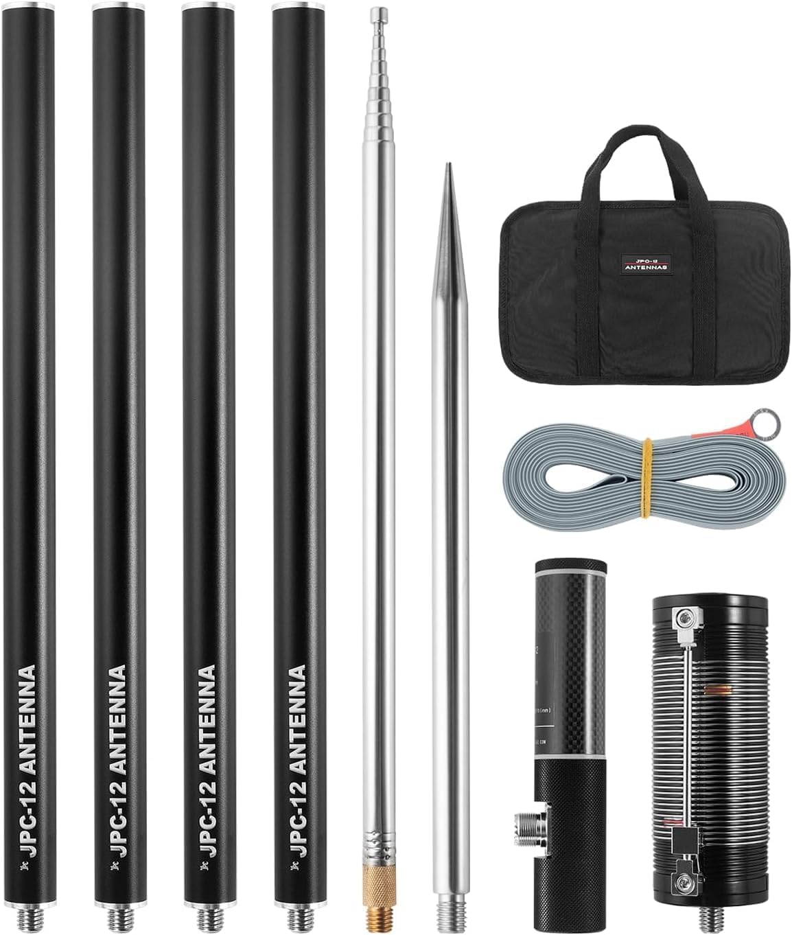 AURSINC JPC-12 - Antenna Radio Frecuencia Alta para Aficionados (7-50 MHz, Antena Vertical 40-6 m, 8 Bandas, 4,1 m (M10))