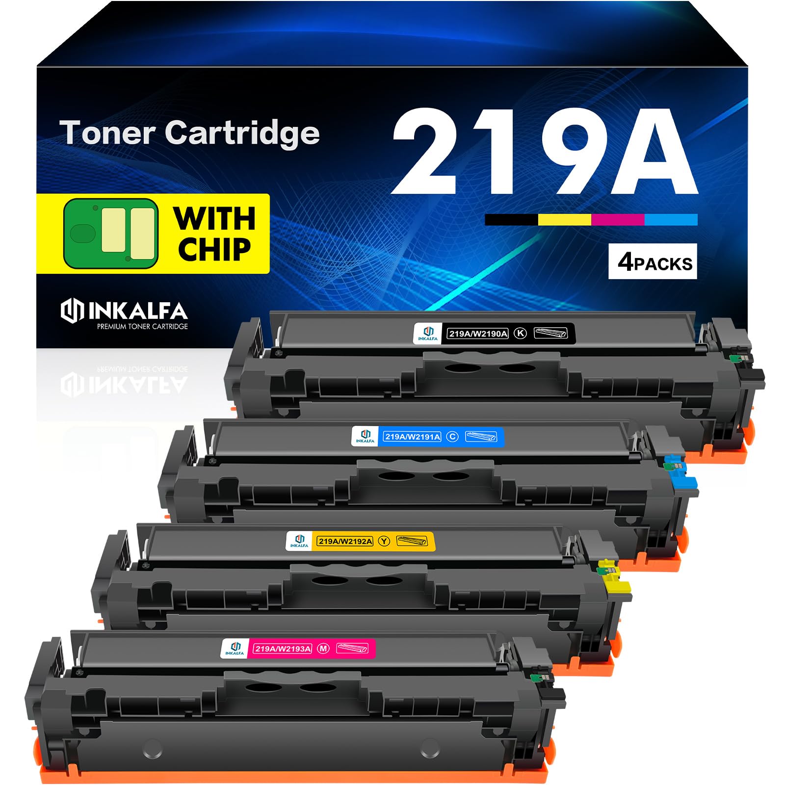 219A 219X MFP 3302FDWG Toner: Mit Chip Kompatible Ersatz für HP 219A 219X für Color LaserJet Pro MFP 3302FDNG 3302SDWG 3302FDW 3302SDW 3302FDN 3202DN 3202DW Schwarz Cyan Magenta Gelb 219 4-Pack