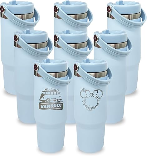 Miniatura 1 de Vaso de 30 oz a granel con asa superior, vaso aislado al vacío de doble pared con popote abatible, taza de café de viaje de 30 onzas con