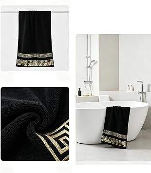 Highly Absorbent Embroidered Bath Towel Set of 3, 100% Cotton Bath Towels