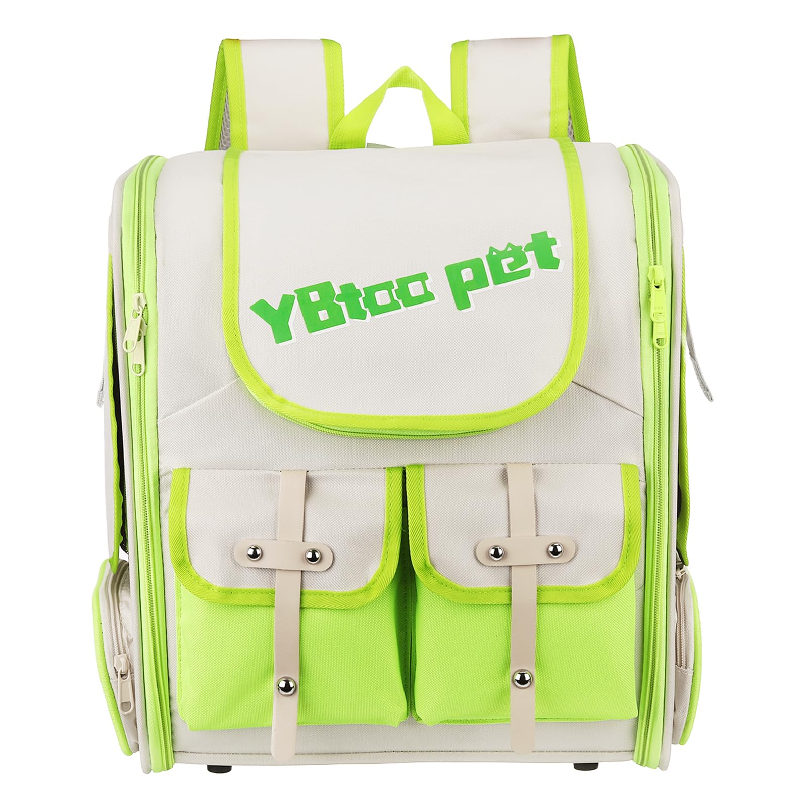 QUARKZMAN Mochila Transportadora para Mascotas, Portátil y Ventilada, Tela Oxford, Bolso de Viaje para Perros, Gatos y Animales Pequeños 13.39", (Verde, 1 Unidad), Ideal