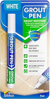 Rainbow Chalk Markers Grout Pen White: Waterproof Tile Grout Paint Marker, Colorant & Sealer, Narrow 5mm Tip (7mL)