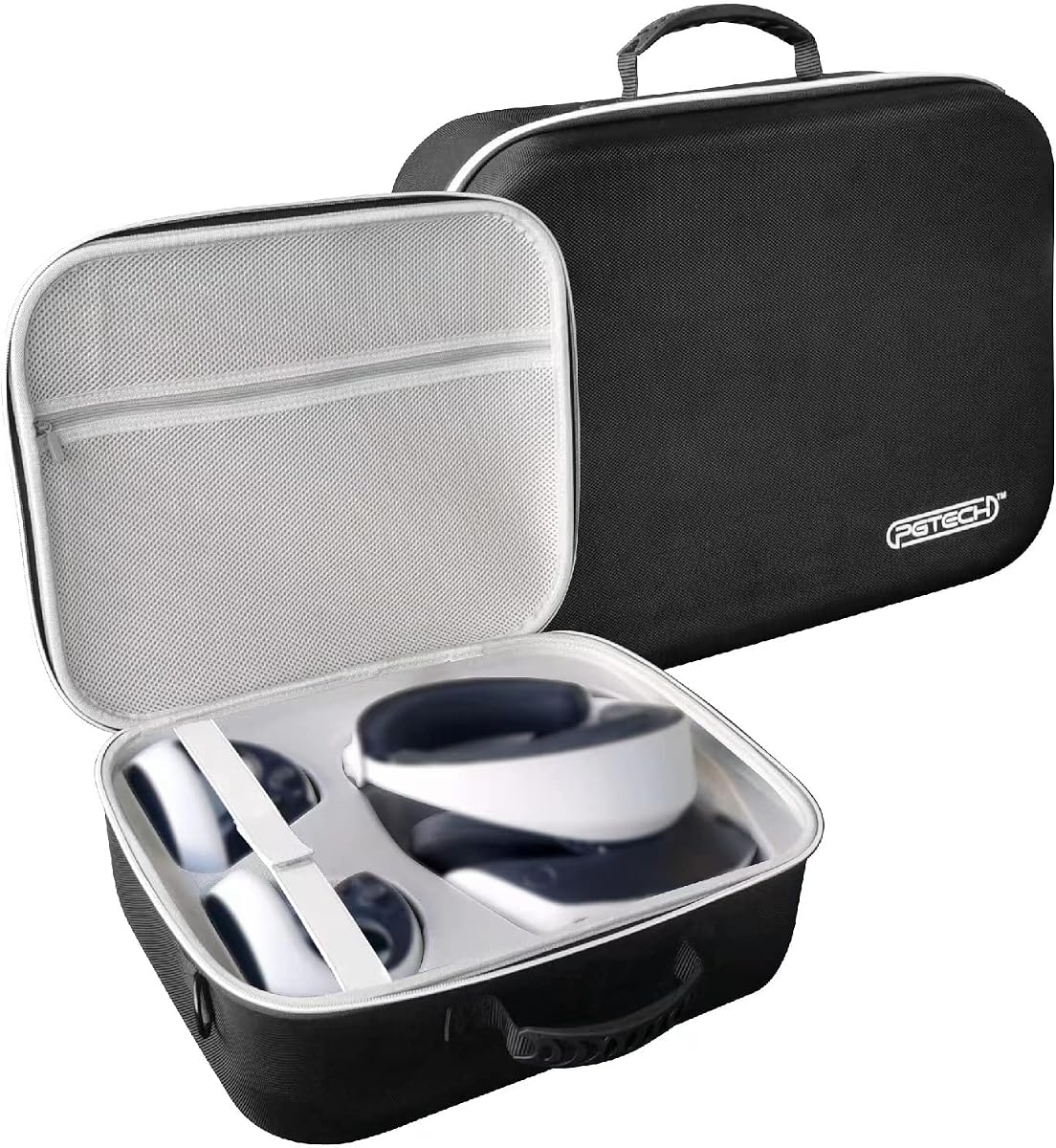 Aokicase Estuche rígido para Playstation VR2, auriculares para juegos VR todo en uno y controlador táctil, estuche de viaje portátil, bolsa de almacenamiento con correa para el hombro (PS VR2, negro) GP-512