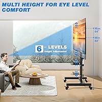 Vista 6 de Rfiver Upgraded Rolling TV Stand with Power Outlet for 32-83 Inch TVs, Heavy Duty Mobile TV Cart on Wheel up to 110 lbs, Height Adjustable Portable