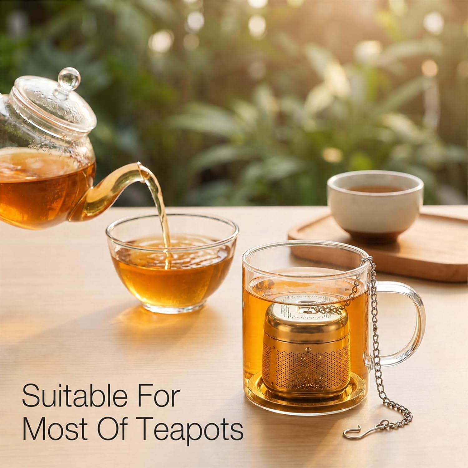 Metal Tea Infuser with Drip Tray, Stainless Steel Loose Leaf Tea Strainer Ball