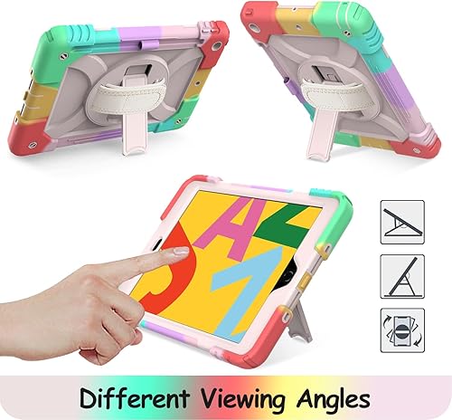 Miniatura 5 de LTROP Funda para iPad 10.2 202120202019, iPad de 987 generación para niños, a prueba de golpes, funda para iPad 10.2 con soporte para lápices,