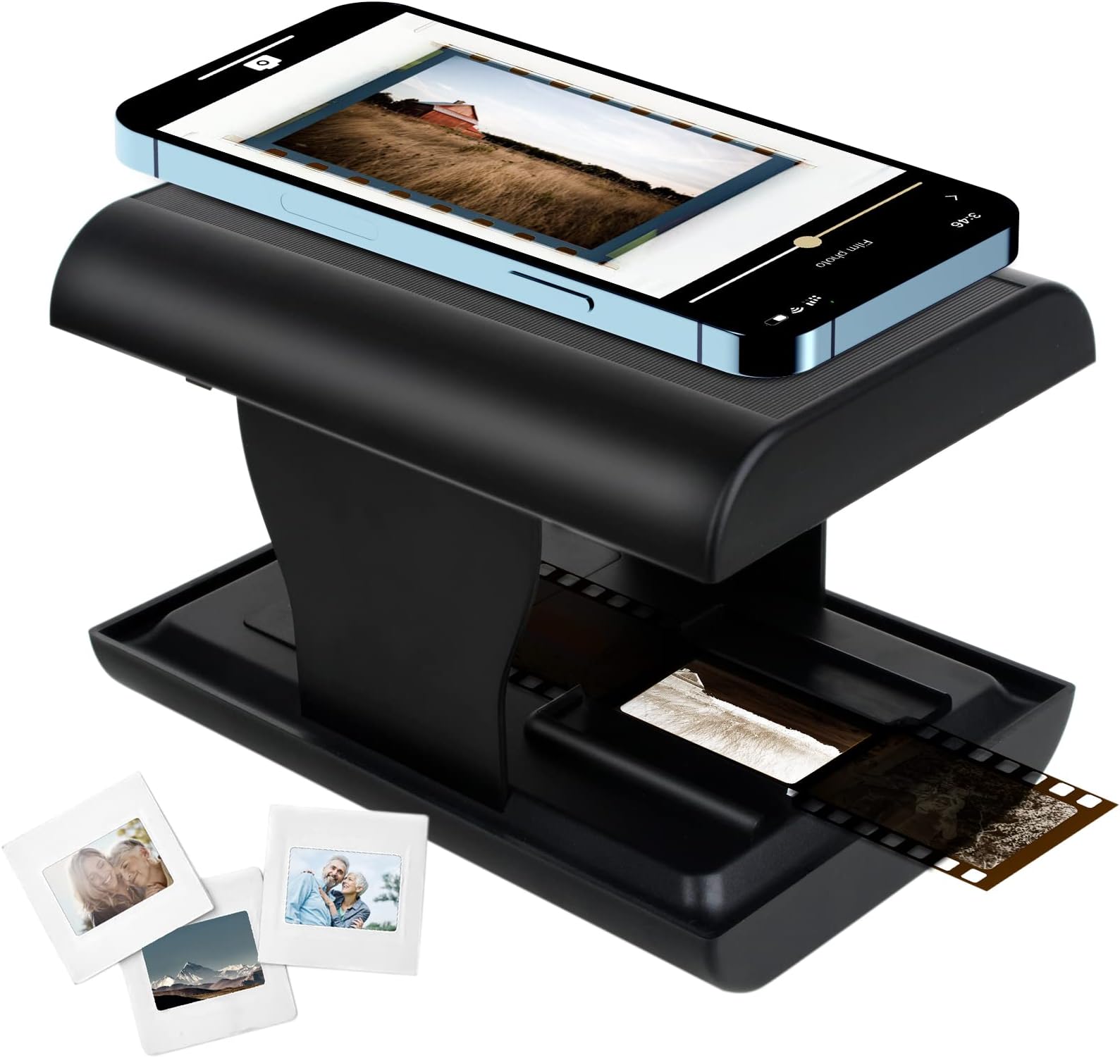 DGODRT Mobile Film & Slide Scanner, 35mm Slide and Negative Scanner with LED Backlight for Old Film to JPG, Suitable for iPhone and Smartphone, Support Editing and Sharing
