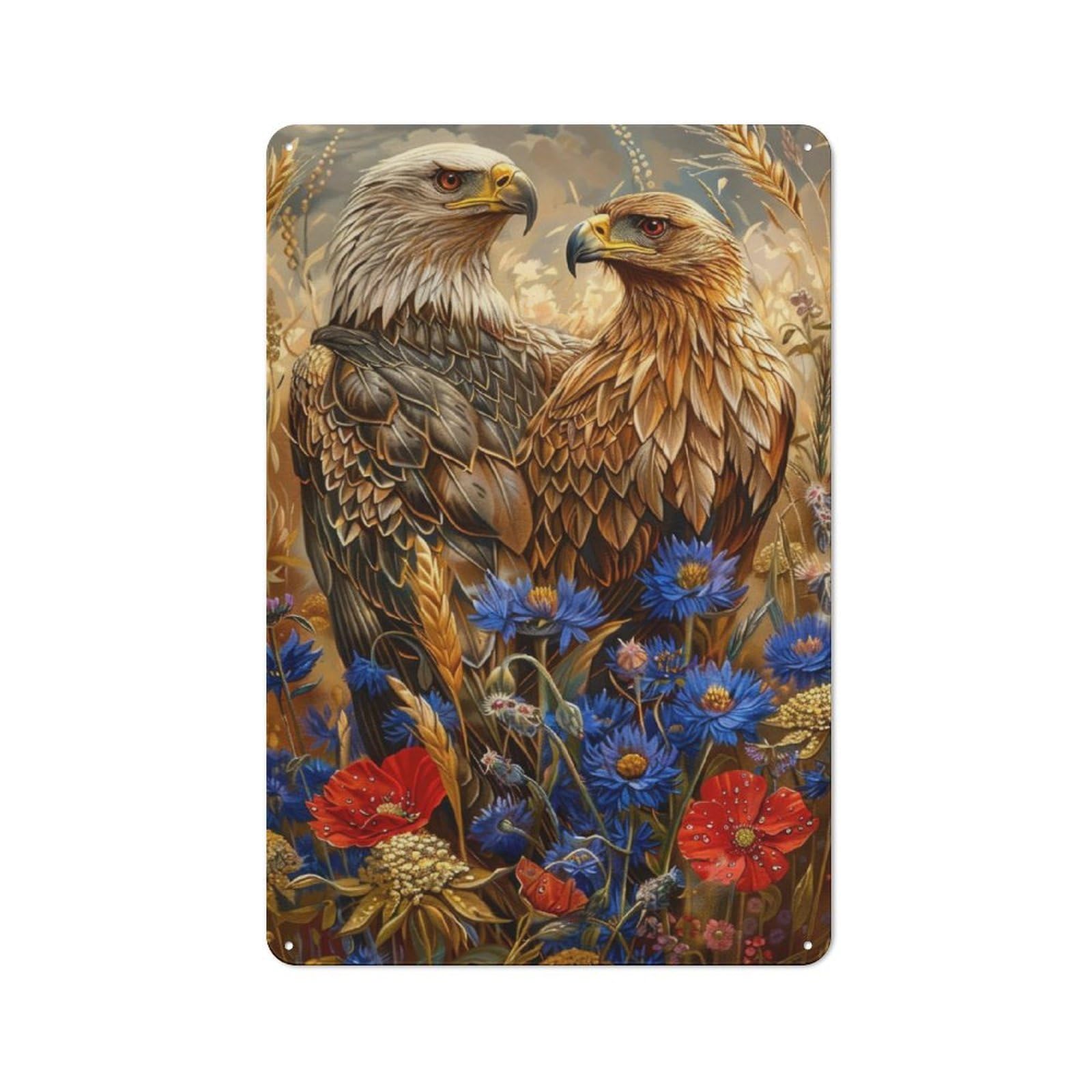 Junmoney Majestic Eagles Printed Metal Sign 30X20cm For Living Room Or Hallway, A Decorative Christmas Gift For Living Room Decor Lovers