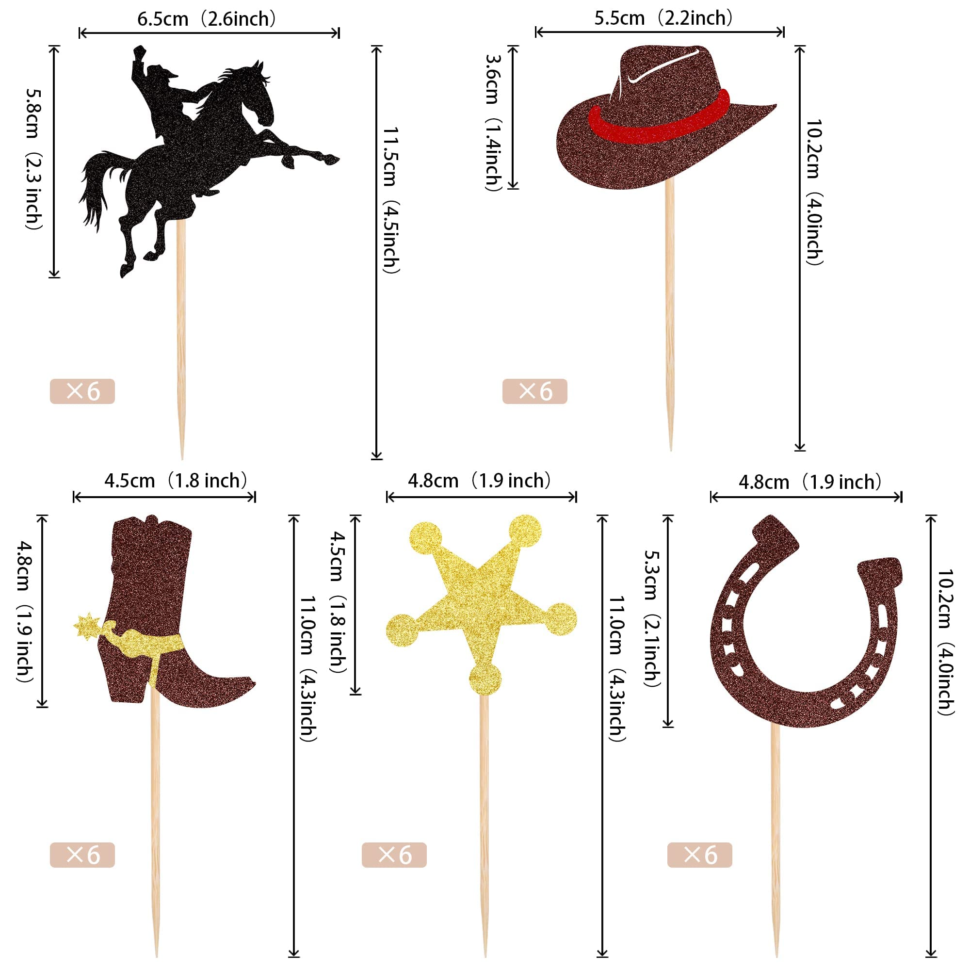 25 Stück Cowboy Cupcake-Topper - Western Deko Für Kuchen, Geburtstag & Babyparty