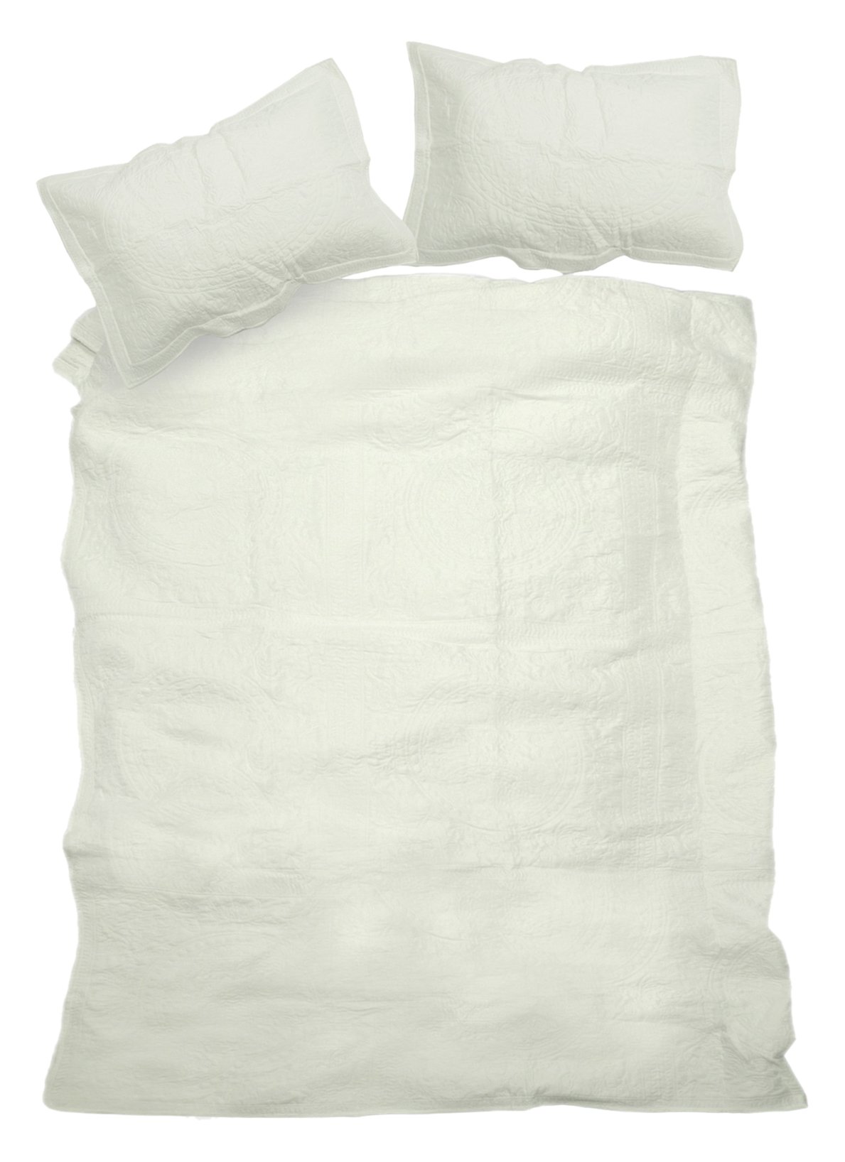 Just Contempo French Vintage Couvre-LIT Set Matelassé Luxe Ashley Housse De Lit Brodé Jeté De Lit Parent Parent - Laura Dessus Lit - Crème, Couvre-lit
