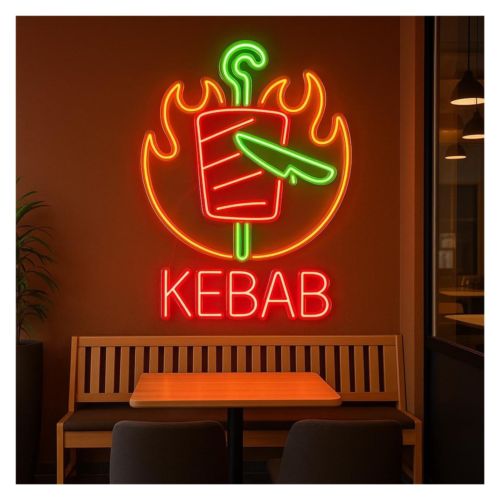 SHOUXI Sign Lamp Kebab Neon Sign, Suitable for Restaurant Shop Wall Decor with Dimmable 50cm