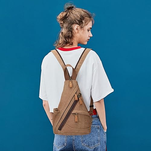 Miniatura 7 de Canvas Sling Bag - Small Crossbody Backpack Shoulder Casual Daypack Rucksack for Men Women Outdoor Cycling Hiking Travel