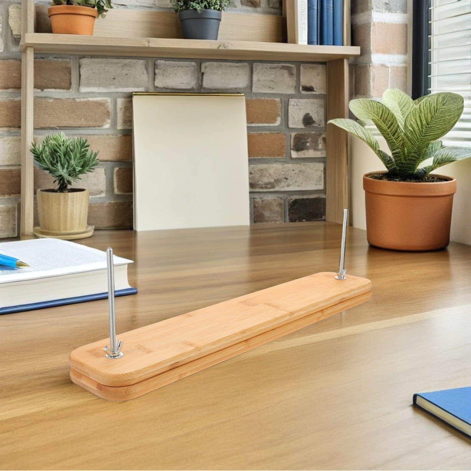 GARVALON Herramienta de Encuadernación Manual de Madera 43,8×8 Cm con Tornillos Metálicos, Prensa Ajustable para Libros y Documentos, Kit de Suministros de Encuadernación para Oficina